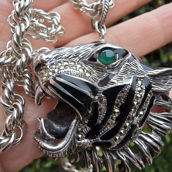Large Sterling Tiger Necklace - Picture 3 of 10